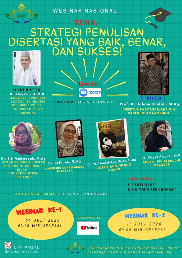 Webinar Strategi Penulisan Disertasi Pascasarjana UIN Raden Intan